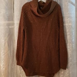 Brown, multicolored speckled sweater